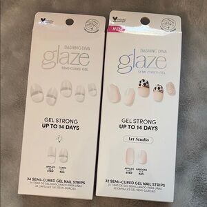 2 Pack Glaze Semi-Cured Gel Press-On Nails - French Tips